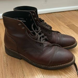 Burgundy leather boots